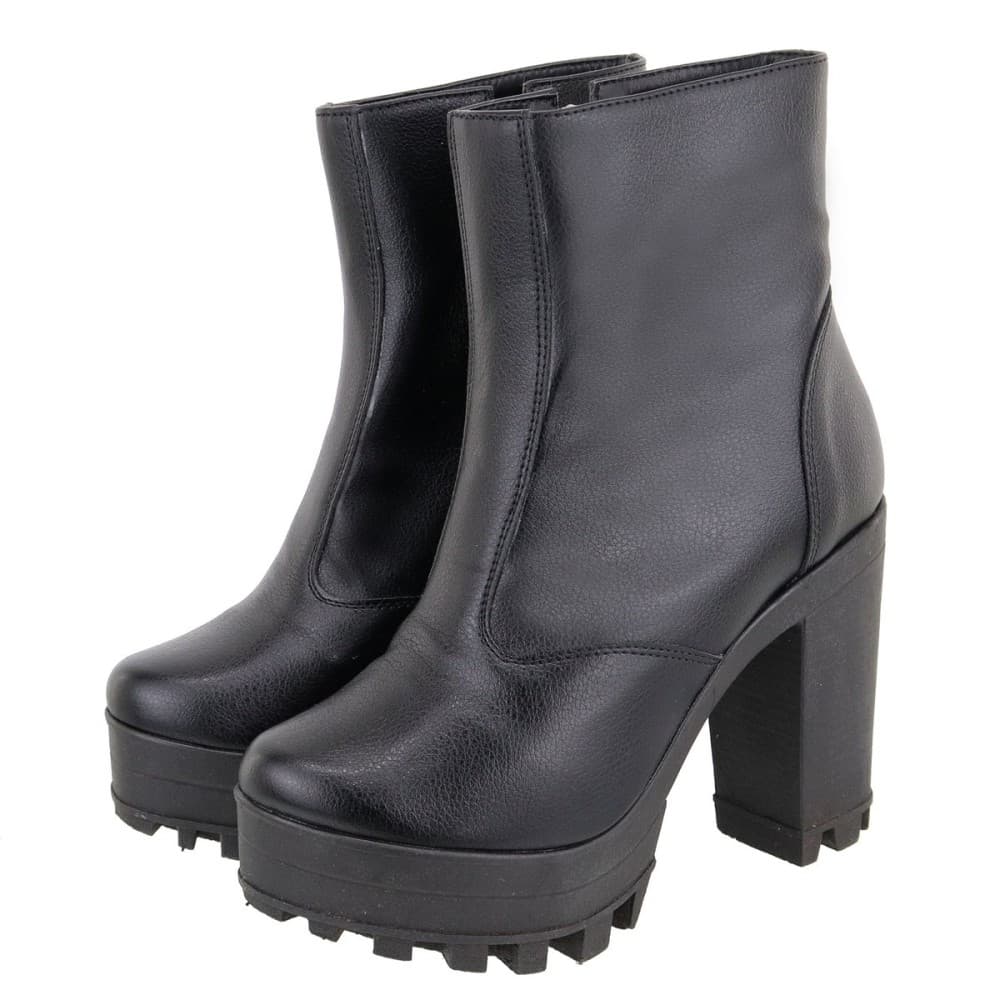 Bota Coturno Feminino Salto Bloco Alto Tratorado Bota Casual
