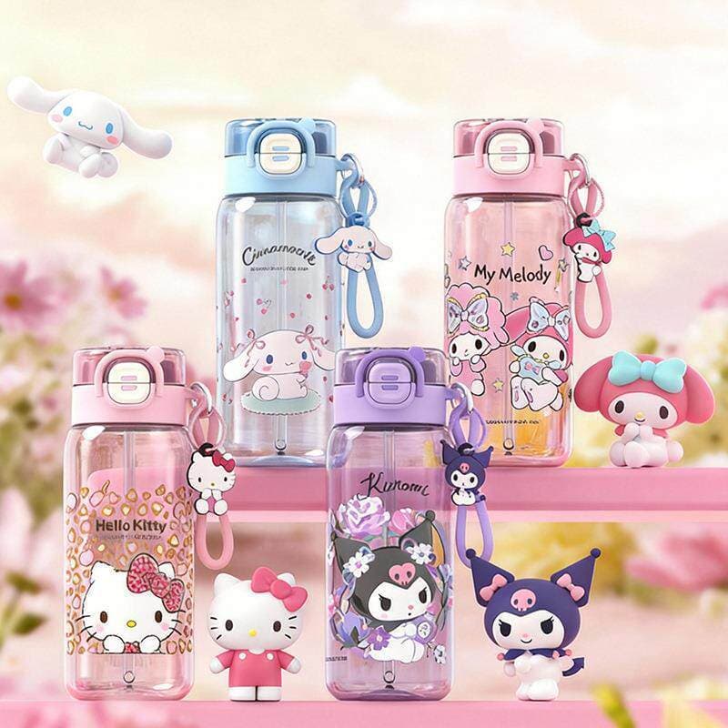 2026 Novo produto Sanrio Double Drinking Space Cup tritan Girls Bonito copo de palha portátil estudante resistente a cho