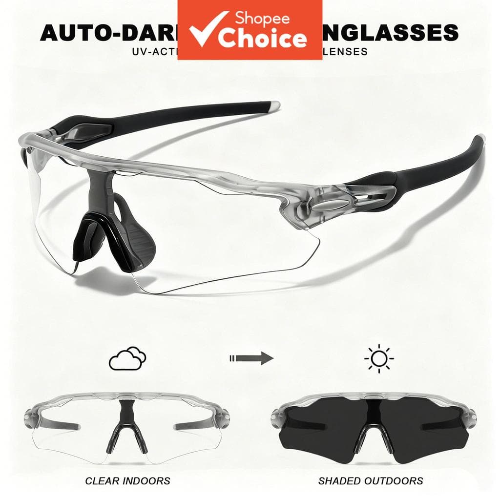 Óculos De Sol Esportivos Fotocromáticos Inteligentes Uv400 , Lente De Uma Peça , Resistente Ao Impacto , À Prova De Vent