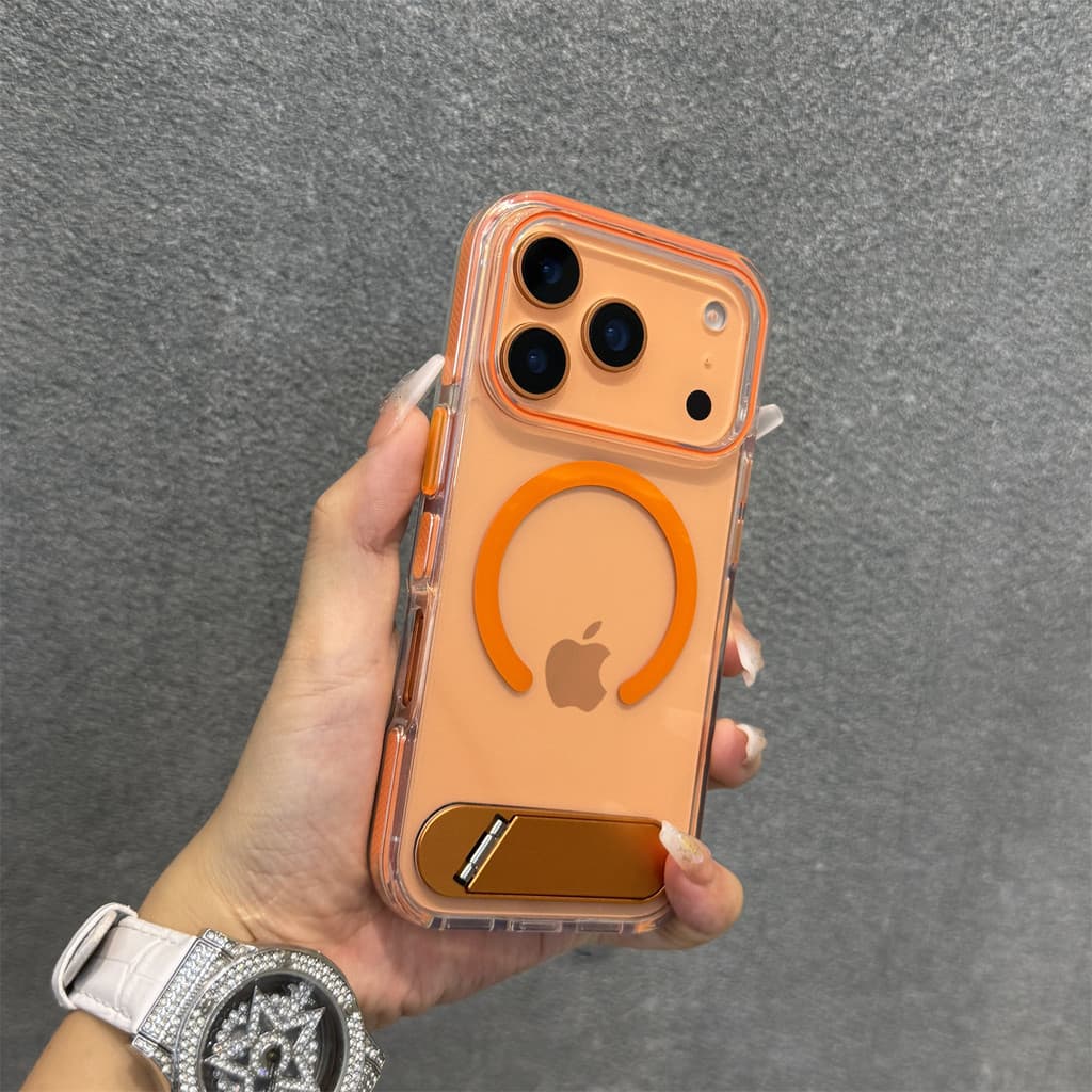Capa de telefone Iphone17promax Vitality Orange Glacier Bracket Apple 17 Capa protetora magnética resistente a choques 1