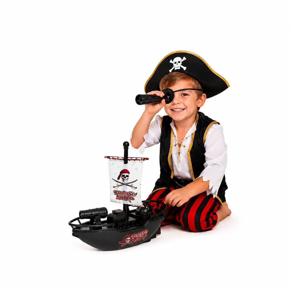 Brinquedo C/ Motor Elétrico Barco Pirata Flutua Água Piscina