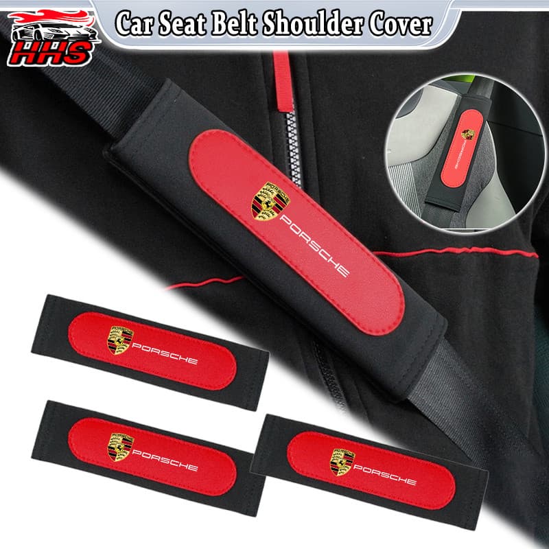 Capa De Ombro Para Cinto De Segurança De Carro Porsche Almofada De Couro Universal Estofamento Respirável Acessórios De