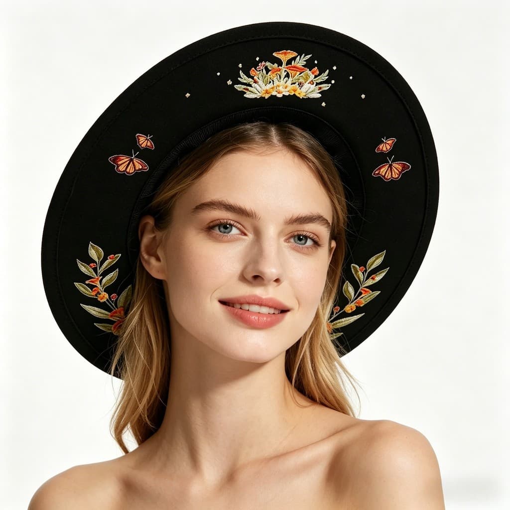 Novo estilo de feltro chapéu superior de aba larga único de aba interna Retro estilo Mori impressão todos os dias All-Ma