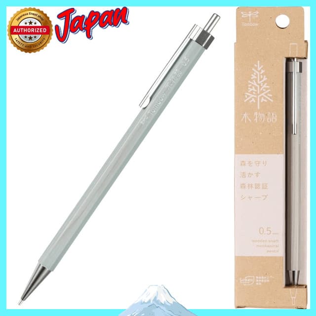 Tombow Lápis mecânico Mokumonogatari 0,5mm Eixo de madeira Nemophila Blue DHA-151C