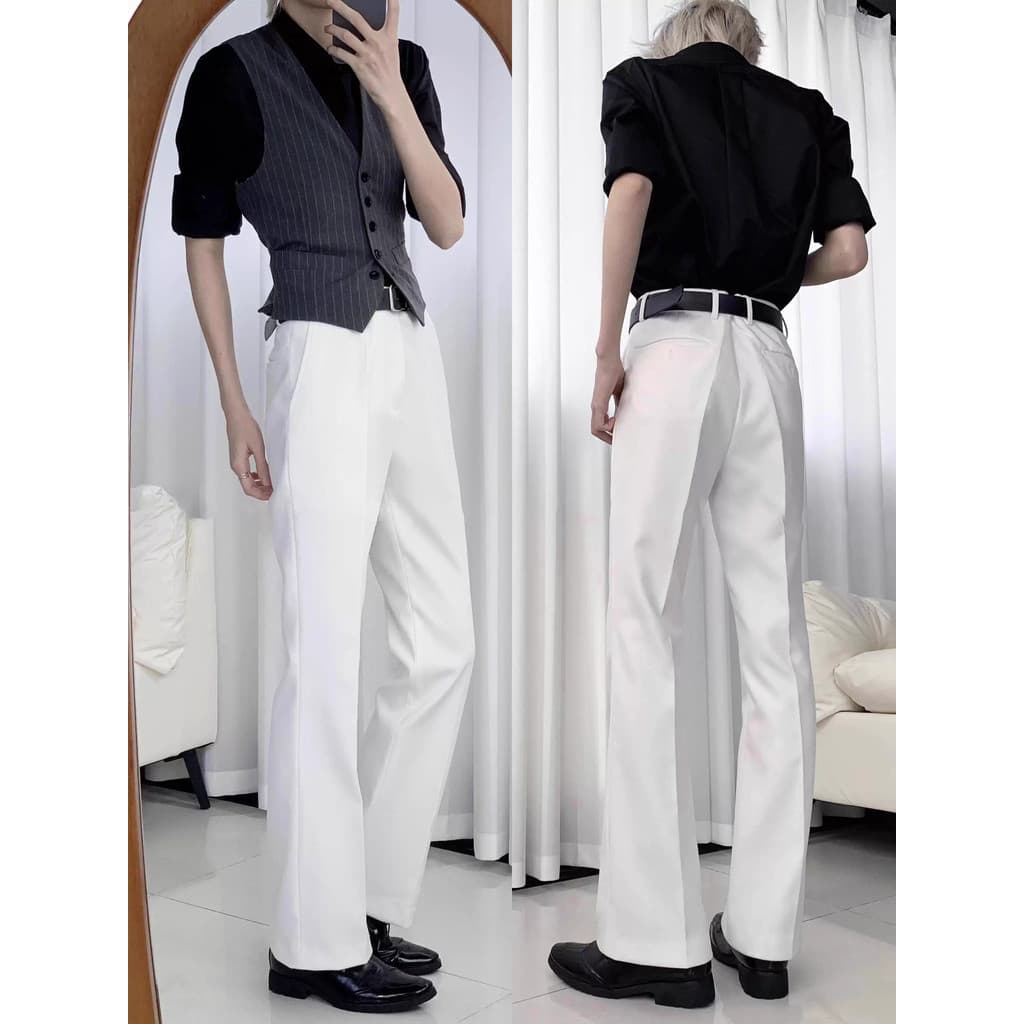Primavera outono branco calças retas cor sólida High-End terno calças meninos simples All-Match calças de moda Casual