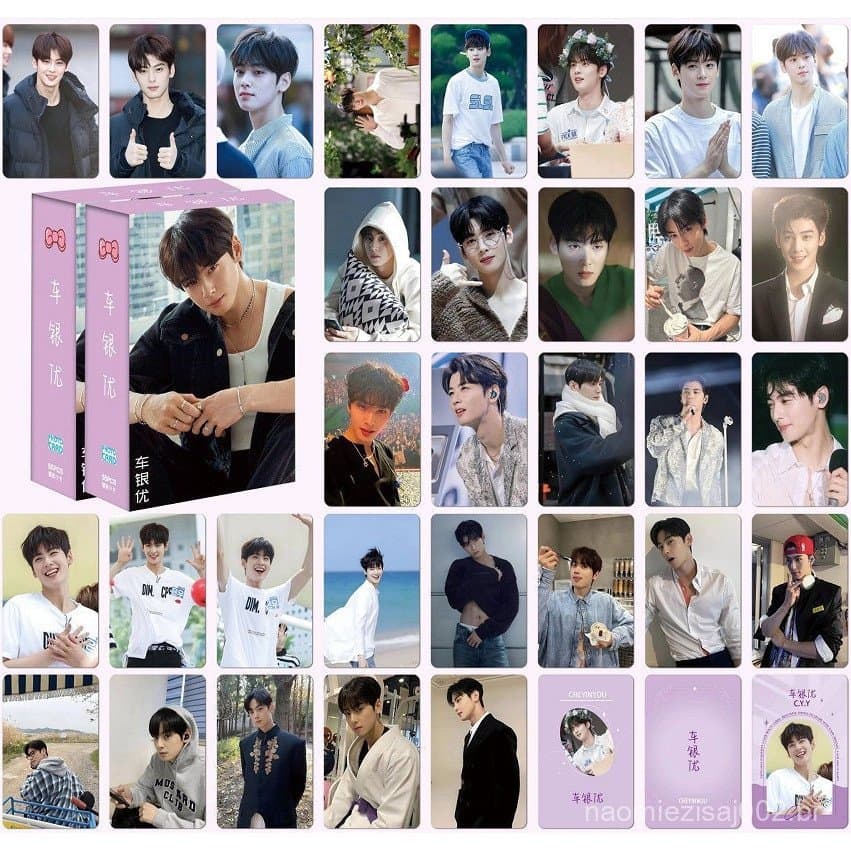 50 Pçs/Caixa Cha Eun Woo Laser Holograma Photocards Entidade Álbum Lomo Cartões Astro Kpop Atores Coreanos Postais Holog