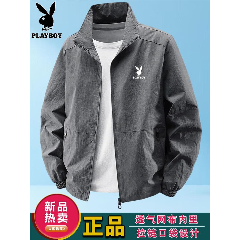 Playboy jaqueta masculina 2025 novo estilo primavera outono solto Casual à prova de vento berinjela gola jaqueta outono