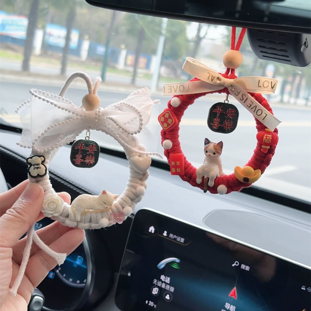 Paz alegria criação do carro amor preguiçoso gato espelho retrovisor pingente decoração do carro pingente corrente acess