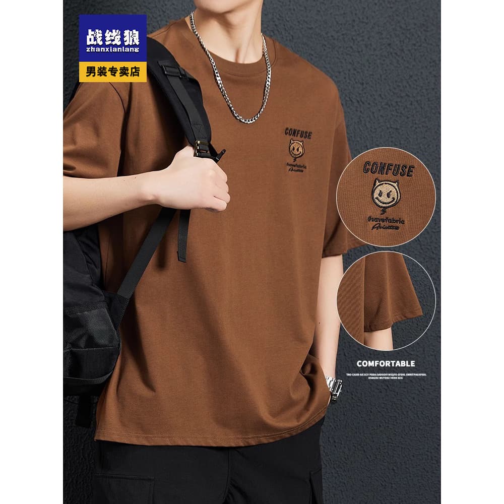 Primavera verão algodão de manga curta camiseta masculina solta All-Match verão estilo fino Street Wear puro algodão em