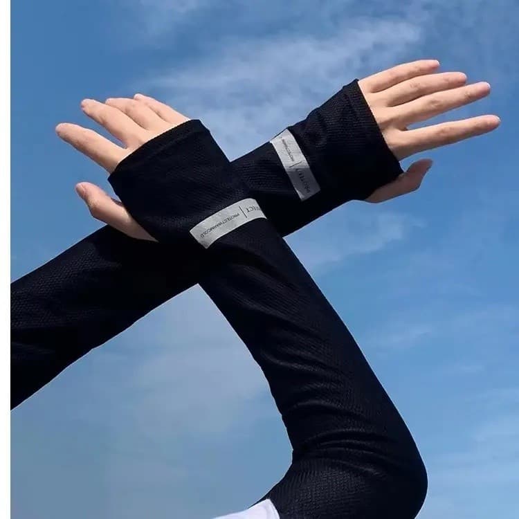 Verão gelo seda fino preto Anti-ultravioleta pesca longa respirável manga de gelo ciclismo ao ar livre manga de braço so