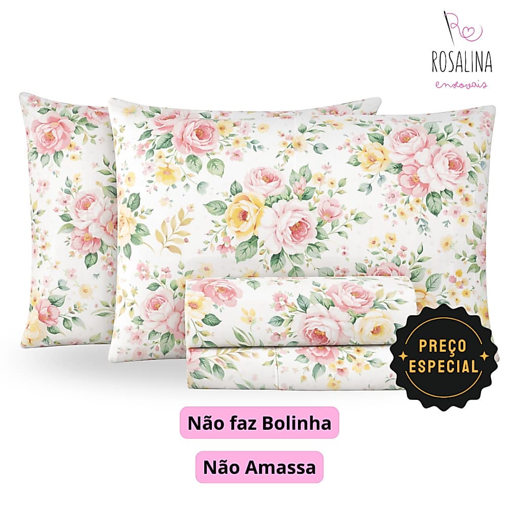 Jogo de Lençol Microfibra 2 - 3 ou 4 Peças Estampado Sortido Toque Acetinado