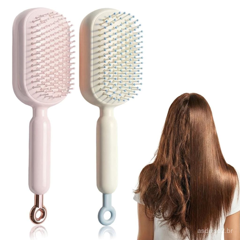 Plman2PCS Escova de Massagem Telescópica com Almofada, Escova de Cabelo Autolimpante para Mulheres, Escova de Massagem A