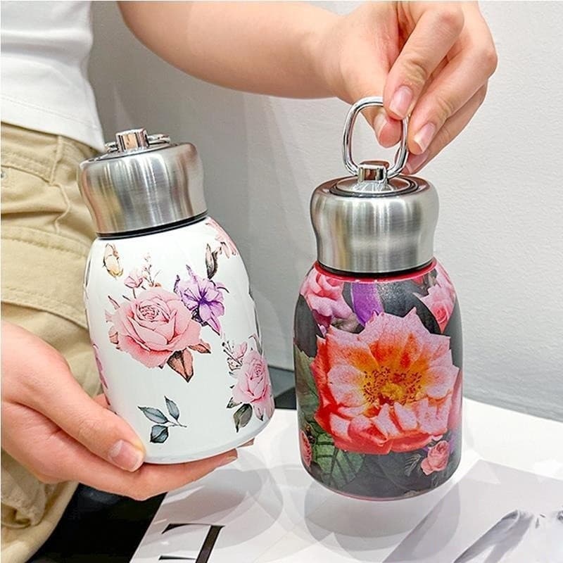 Influenciador pouco gordo Ding bonito 300ml grande barriga copo de água copo térmico Mini 304 bolso de aço inoxidável po