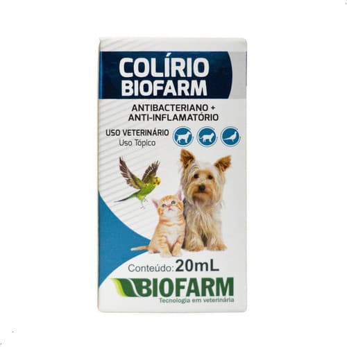 Colirio Pet Para Caes Gatos Cavalo Boi Cabra Porco Aves biofarm 20ml