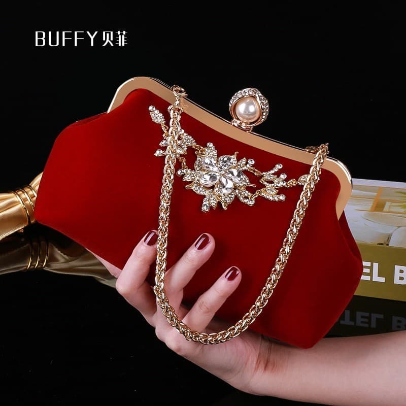 2023 novo estilo de embreagem de casamento feminino casamento nupcial embreagem vermelho bolsa acessório vestido saco Ch