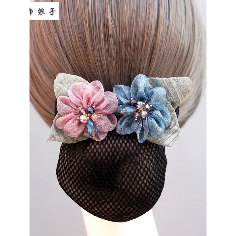 Versão coreana banco Hotel flor rede de cabelo profissional cabeça flor aeromoça enfermeira rede de cabelo bolso feminin