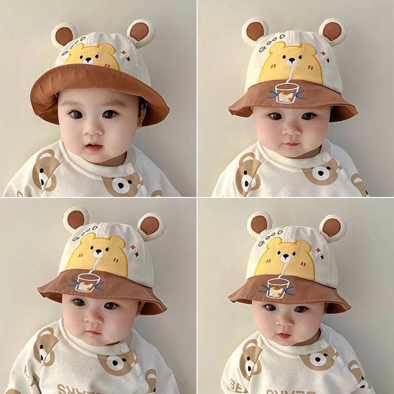 Chapéu de Pescador Infantil com Orelhas de Urso, Bonito, Estilo Cartoon, Chapéu Panamá para Meninos e Meninas, para Uso