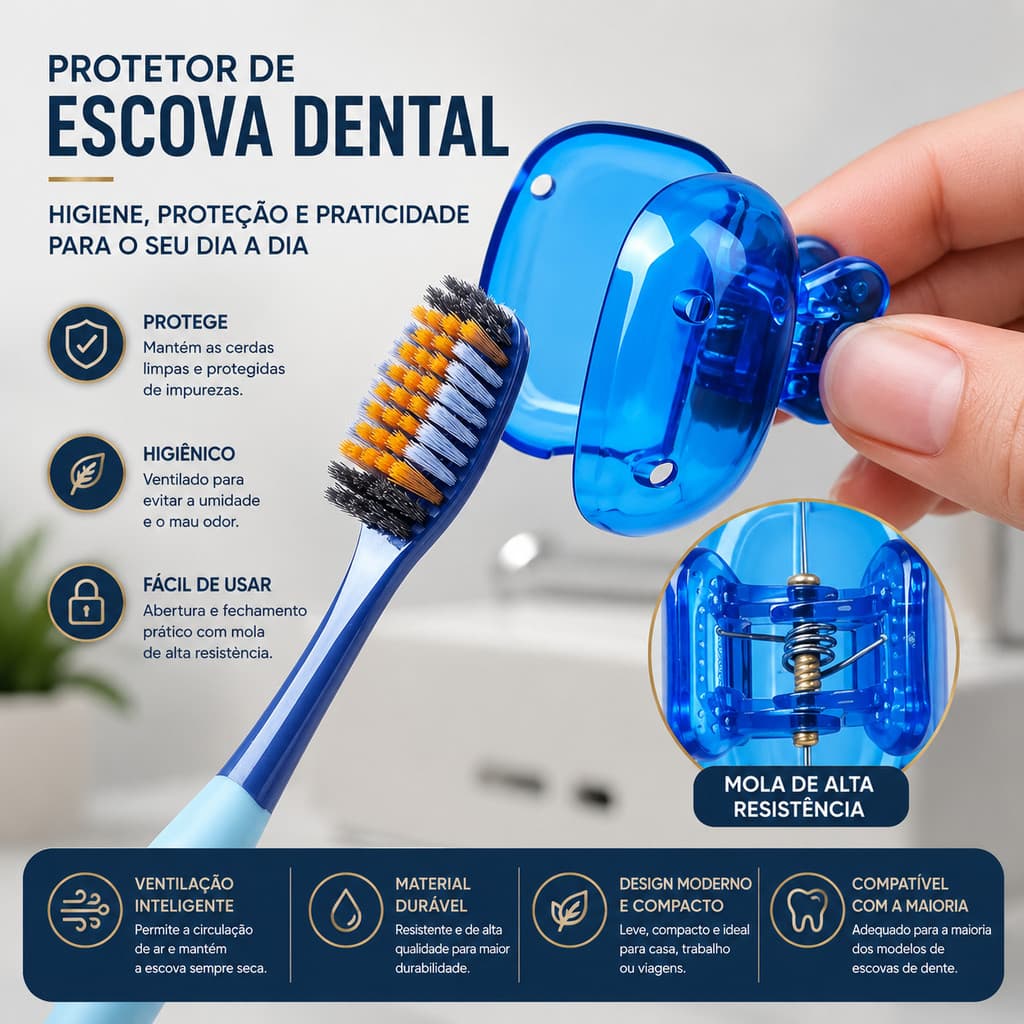 Protetor De Escova De Dentes Capa Clipe Para Viagem Premium