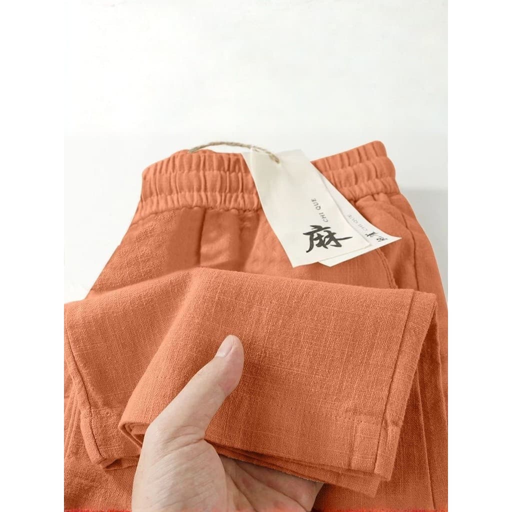 Calças largas de algodão puro femininas 2025 verão calças casuais retas moda All-Match solto fino algodão linho