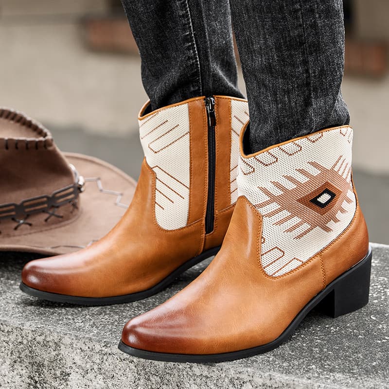 Chelsea botas masculinas estilo britânico zíper Martin botas aumentadas 6cm botas masculinas de cano alto deslizamento C