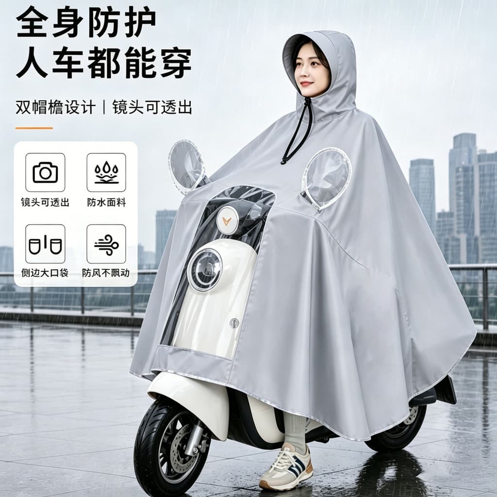Capa de chuva para veículo elétrico, corpo inteiro, adulto, peça única, espessada, Extra grande, à prova de chuva, única