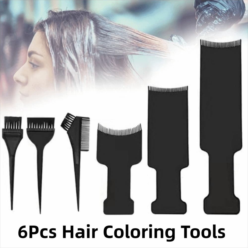6 Pçs/Set Ferramentas De Coloração De Cabelo Com Escova De Esfregar , Aplicadora Profissional De Dupla Face