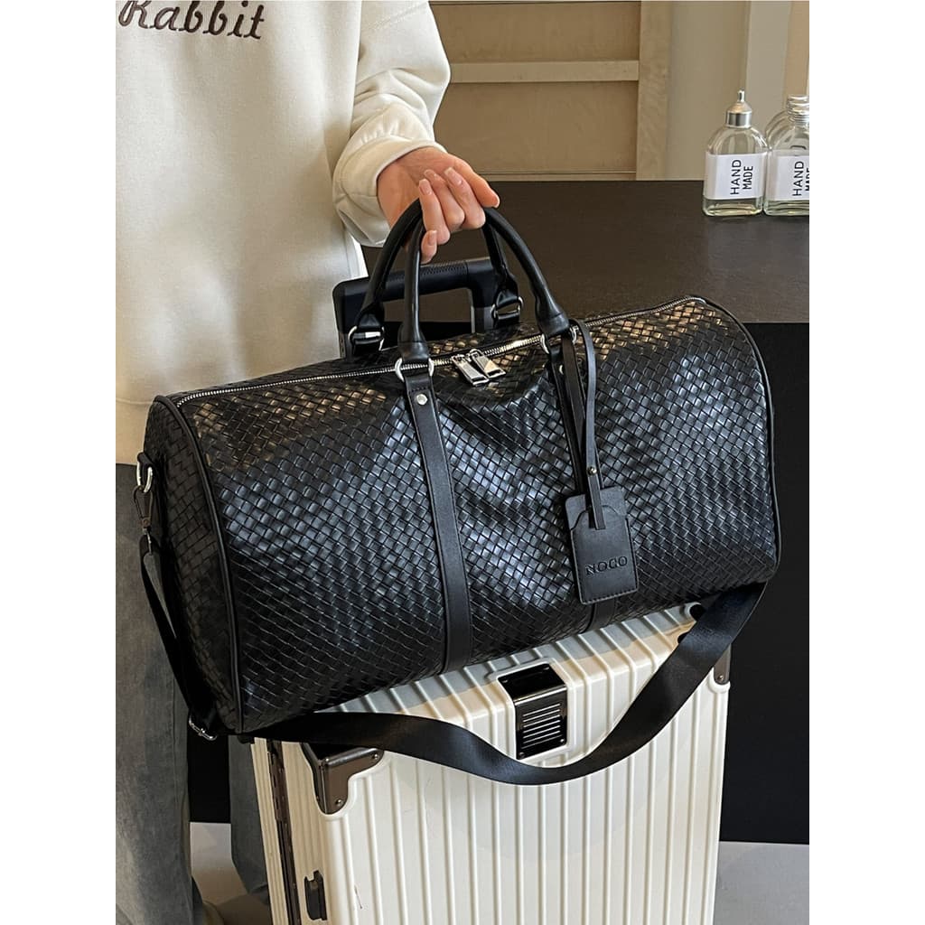 Bolsa de viagem feminina High-End sentimento grande capacidade PU tecido padrão masculino viagem de negócios de curta di