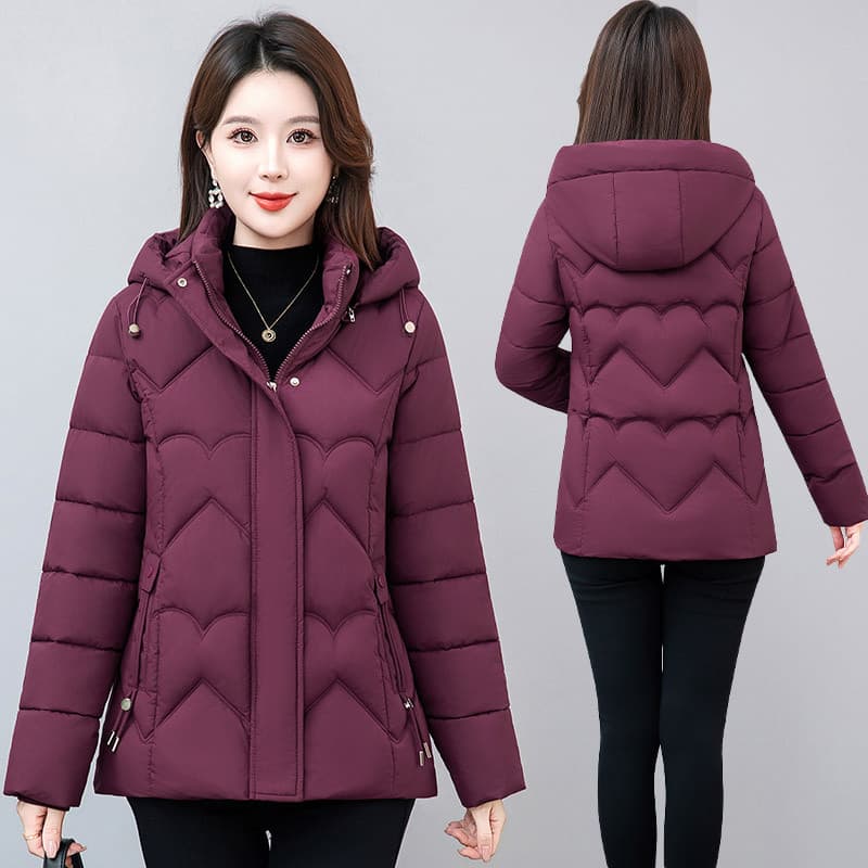 Este inverno novo estilo mãe jaqueta acolchoada tamanho grande engrossado solto destacável com capuz acolchoado jaqueta