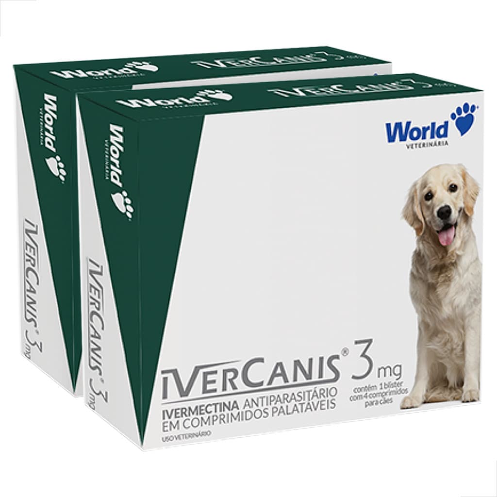 Kit 2 Un Ivercanis 3mg Cães 7,5 15kg antiparasitario Para Cachorro