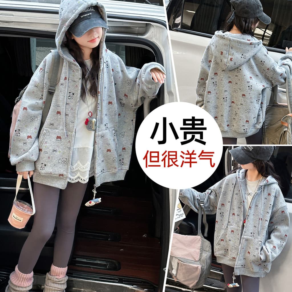 Meninas primavera outono inverno estilo casaco meninas médio grande roupas infantis forro de lã engrossado moletom jaque