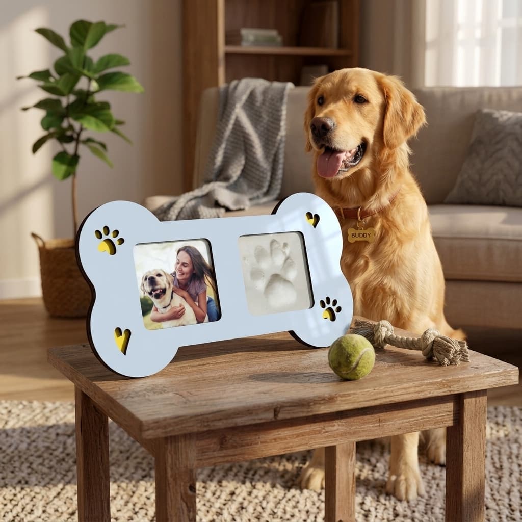 Porta Retrato Cachorro Pet Osso Massa Modelar