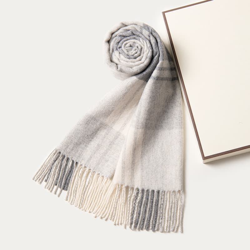 Lenço de lã xadrez cinza feminino outono inverno 2025 novo estilo atmosfera de alta qualidade presentes de inverno para
