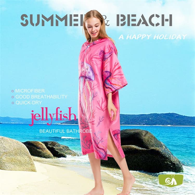 Hiturbo roupão de secagem rápida feminino adulto Ultra-leve capa de praia mudando manto natação Anti-exposição Abs