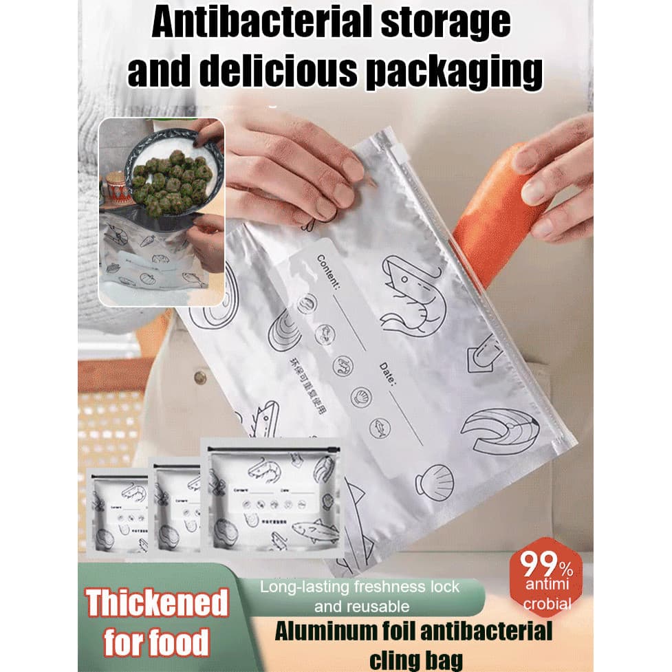 【Durável】อลูมิเนียมฟอยล์ Fresh-Keeping Saco De Conservação/Refrigerador/Vegetais/Anti