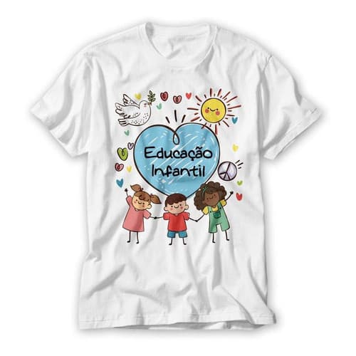 Camiseta Educação Infantil Camisa Professores Blusa branca Estampas em DTF.