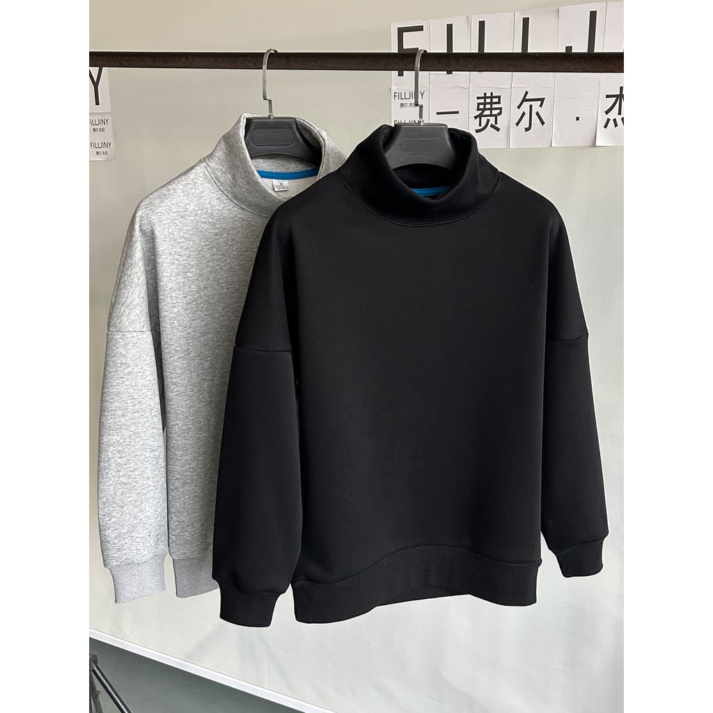 Estilo coreano estilo Casual moletom de gola alta forro de lã masculino engrossado solto All-Match pulôver quente na mod