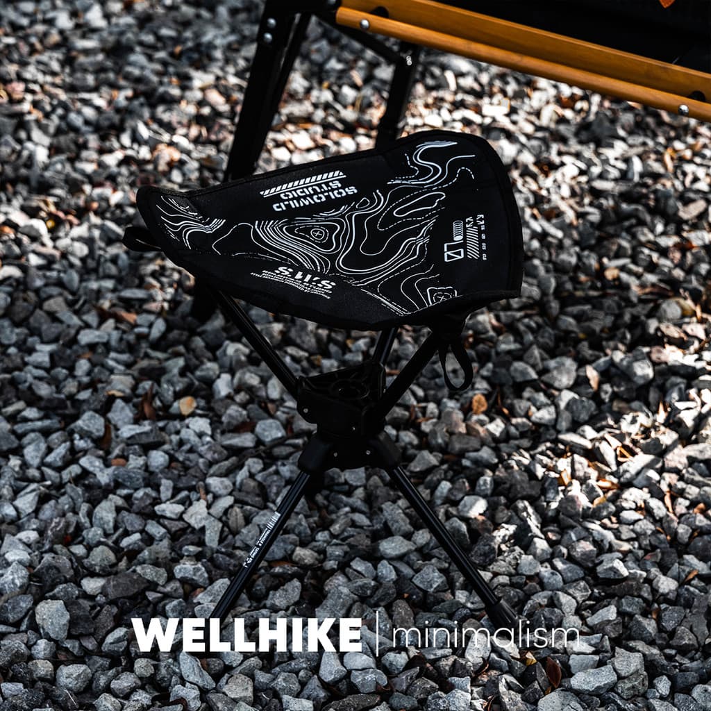 WELLHIKE banco giratório triangular ao ar livre, acampamento, caminhada, ciclismo, dobrável, portátil, pesca, cadeira de