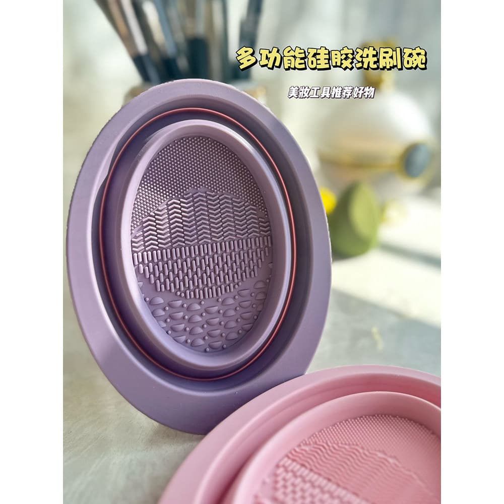Escova de maquiagem limpador esfrega almofada escova limpeza beleza ovo tigela Silicone almofada caixa ferramenta esfreg