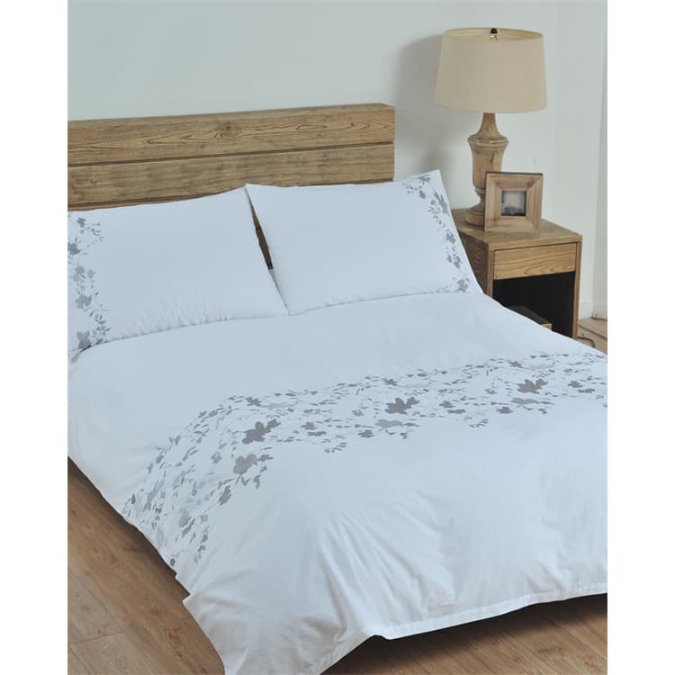 Comércio exterior reino unido 200X200 + 2/50X75 tamanho duplo branco puro algodão pano bordado capa de edredão conjunto