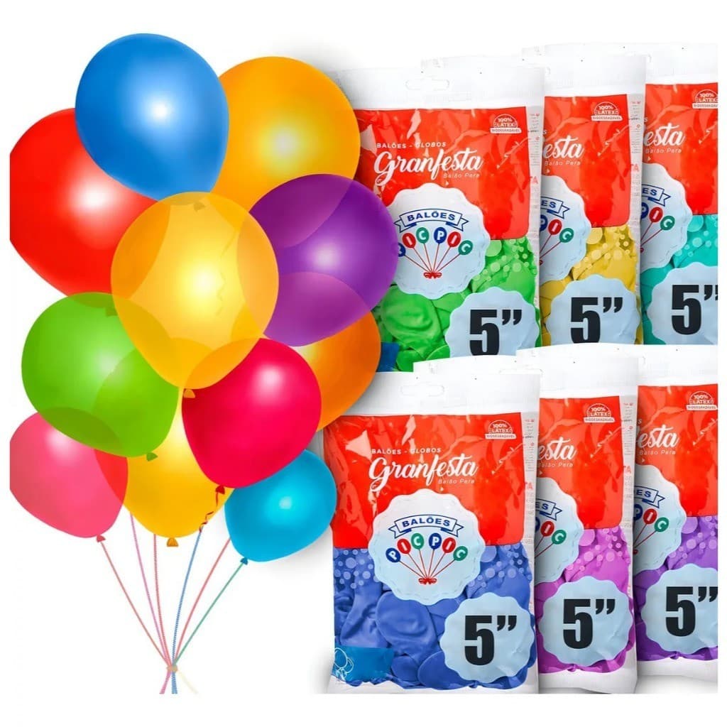 Balão Redondo 5 Polegadas  – Bexiga Bola Premium Coloridas para Decoração Festa, Aniversário