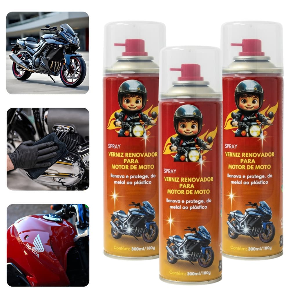 3 Spray Verniz Brilho Motor e Carenagem TudoQ 300ml 180g - Duas Rodas