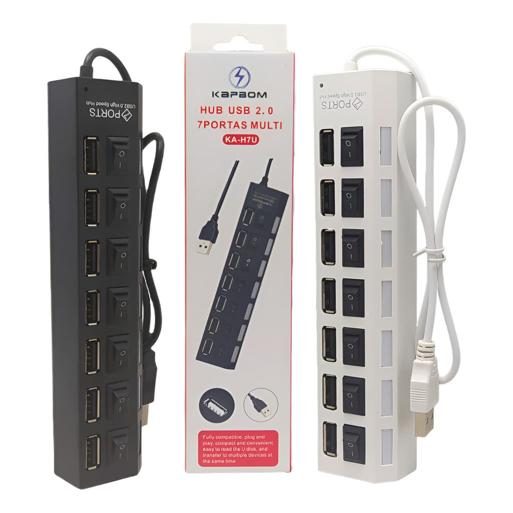 Extensor Adaptador Hub Usb 7 Portas Kapbom Ka-h7u