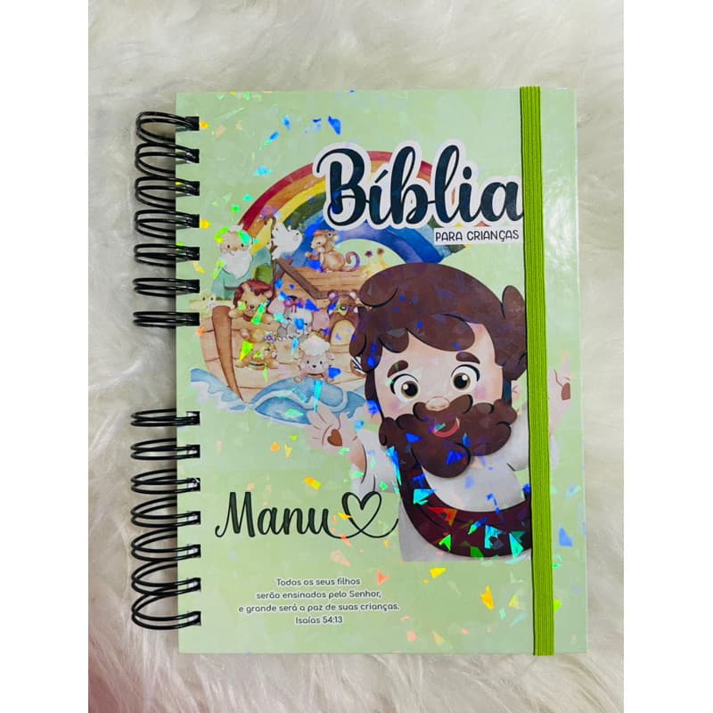 Biblia Infantil Personalizada com Nome da Criança - Verde