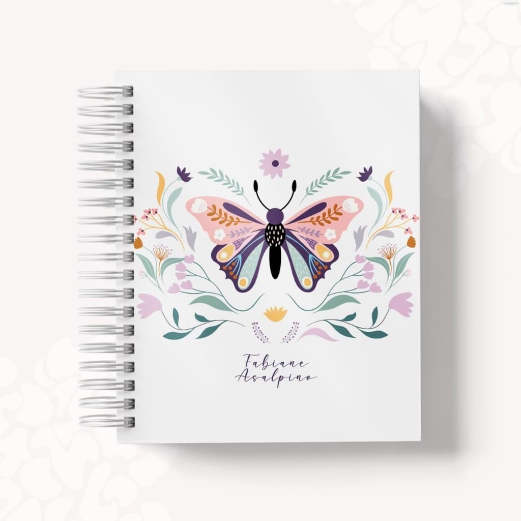Agenda  / Caderno ou Planner - Borboletas - Personaliza com nome.