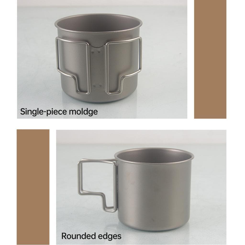 Doorslay Ti Cup Pure Camping Caneca de café com alça dobrável Tampa segura portátil leve para viagens ao ar livre