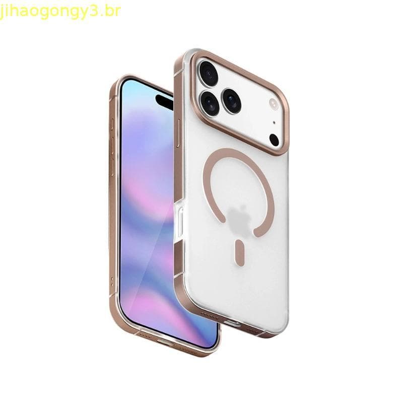 Capa de telefone para IPhone 17 Pro max, estrutura de Metal magnética fosca 17Pro, transparente, com tudo incluído, resi