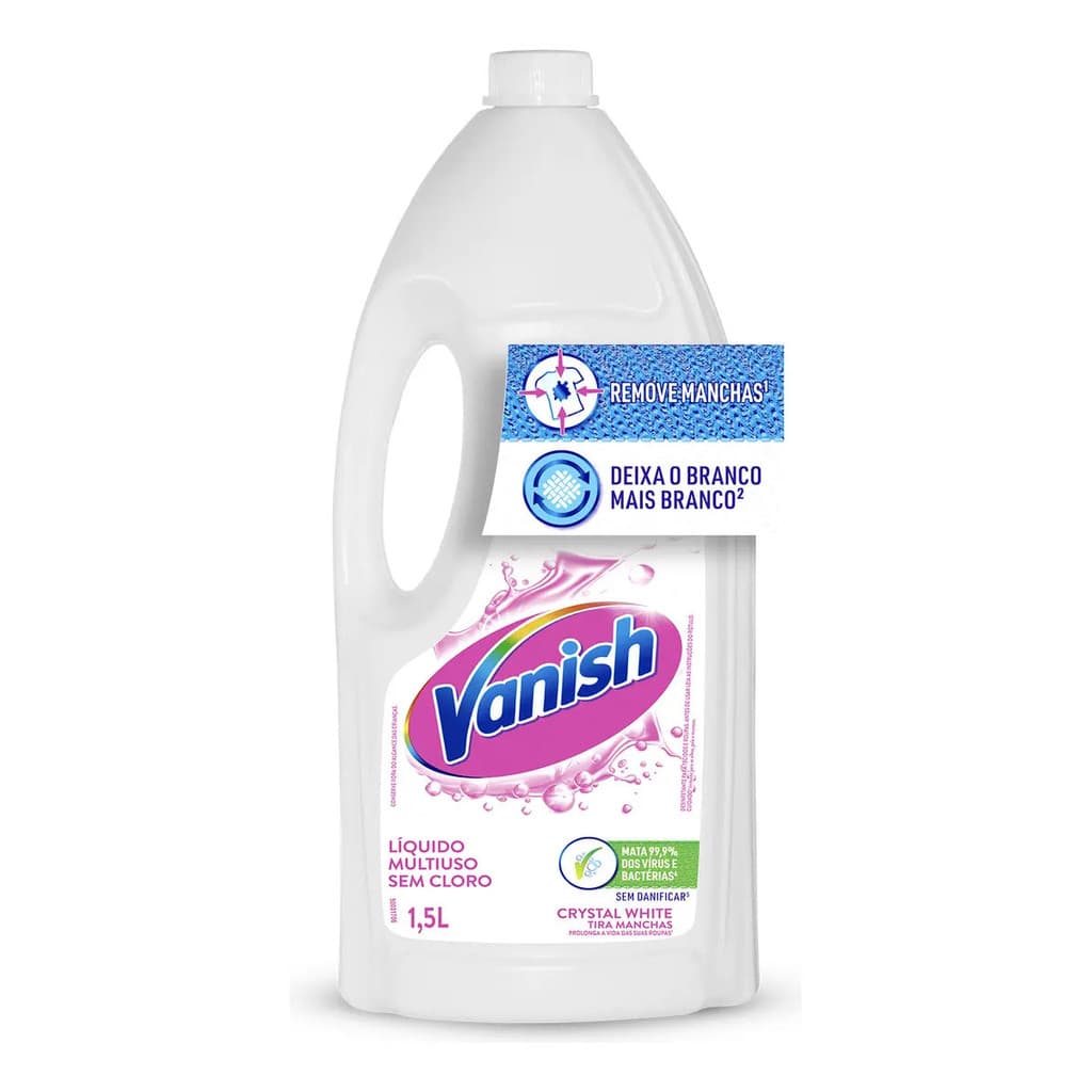 Tira Manchas Vanish Líquido Sem Cloro Crystal White Para Roupas Brancas 1,5l
