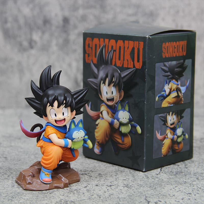 10cm Anime Dragon Ball Z personagem Son Goku portátil Puya Lu Hella Q versão PVC figura de ação Desktop modelo boneca