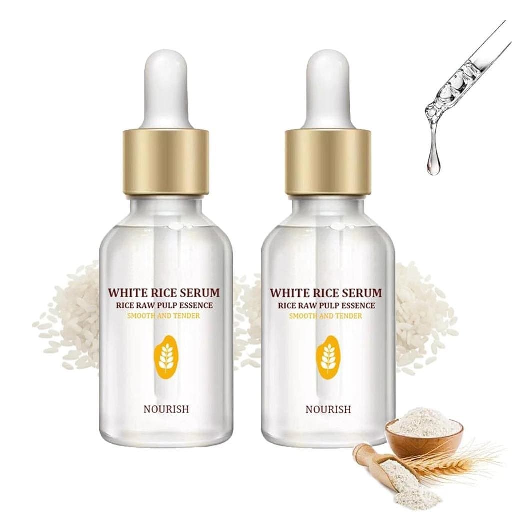 Sérum Facial de Arroz, 2 Peças de Essência Facial Hidratante e Antienvelhecimento, Hidratação Intensa e Nutrição Profund