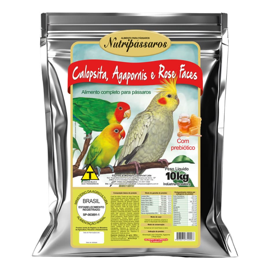 Ração Para Calopsita com Mel Nutripássaros 10 kg